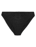 Jacquard & Lace Trim High Leg Knickers