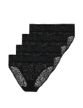 4pk All Over Lace High Leg Knickers