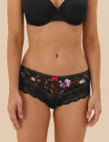 Lace Trim Printed Brazilian Knickers