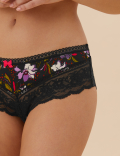 Lace Trim Printed Brazilian Knickers