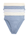 5pk Pure Cotton High Leg Knickers
