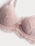 Saffron Satin & Lace Wired Plunge Bra (A-E)