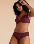 Lace Trim Underwired Plunge Bra A-E