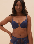 Graphic Floral Lace Underwired Plunge Bra A-DD