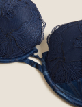 Graphic Floral Lace Underwired Plunge Bra A-DD