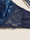 Graphic Floral Lace Underwired Plunge Bra A-DD