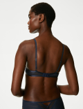 Mesh Striped Wired Plunge Bra A-E