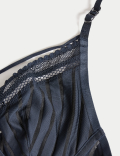 Mesh Striped Wired Plunge Bra A-E