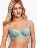 Silk & Lace Trim Non-Padded Balcony Bra