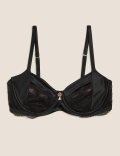Silk & Lace Trim Non-Padded Balcony Bra