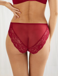 Silk & Lace Spot High Leg Knickers