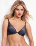 Mesh & Lace Padded Plunge Bra A-E