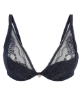 Mesh & Lace Padded Plunge Bra A-E