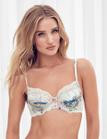 Silk & Lace Floral Non Padded Balcony Bra B-G
