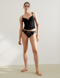 Pleat & Lace High Leg Knickers