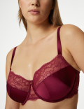 Claret Silk & Lace Wired Full Cup Bra F-H