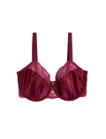 Claret Silk & Lace Wired Full Cup Bra F-H
