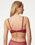 Claret Silk & Lace Wired Plunge Bra A-E