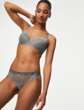 Ribbed & Lace Brazilian Knickers