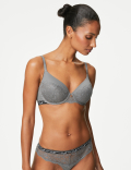 Ribbed & Lace Wired Full Cup Bra