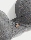 Ribbed & Lace Wired Full Cup Bra