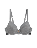 Ribbed & Lace Wired Full Cup Bra