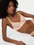 Abella Embroidered Mesh Wired Plunge Bra