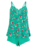 Satin & Lace Floral Print Pyjama Set