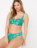 Satin & Lace Floral Print Balcony Bra A-E