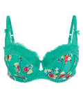 Satin & Lace Floral Print Balcony Bra A-E