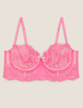 Eyelash Lace Underwired Balcony Bustier A-E