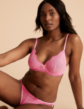 Eyelash Lace Underwired Plunge Bra B-E