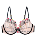 Floral Tattoo Embroidered Balcony Bra