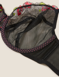 Floral Tattoo Embroidered Balcony Bra