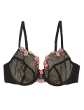 Floral Tattoo Embroidered Balcony Bra