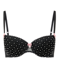 Embroidered Polka Dot Push Up Balcony Bra A-E
