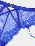 Clara Satin Fishnet High Waisted High Leg Knickers