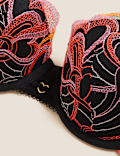 Embroidered Underwired Push-Up Balcony Bra A-DD