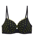 Lucia Heart Embroidery Wired Plunge Bra A-E