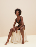 Emilia Satin Floral High Leg Knickers
