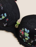 Emilia Satin Floral Wired Balcony Bra A-E