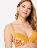 Tropical Print Padded Plunge Bra A-E