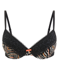 Zebra Print Padded Plunge Bra