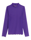 Spot Mesh Long Sleeve Top
