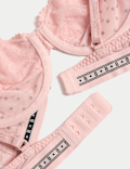 Alma Flock & Lace Wired Plunge Bra (A-E)