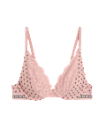 Alma Flock & Lace Wired Plunge Bra (A-E)
