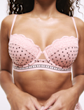 Alma Flock & Lace Wired Balcony Bra (A-E)