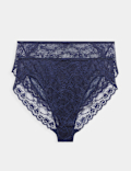 2 Pack Ida Lace High Waisted High Leg Knickers