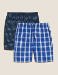 2pk Pure Cotton Printed Pyjama Shorts