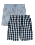 2pk Pure Cotton Checked Pyjama Shorts